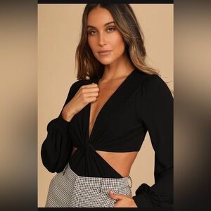 Lulus Twist Cut Out Long Sleeve Bodysuit